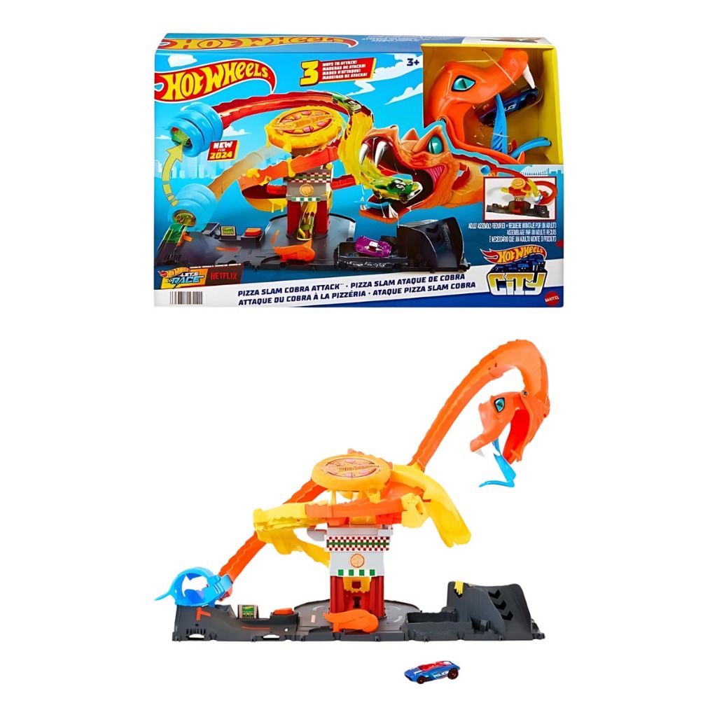 Pista Hot Wheels City Pista Ataque De Cobra VS Pizzaria com Carrinho 1:64 - Cauda móvel