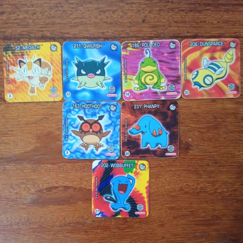 Lote com 7 Tazo Cards Jo-kén Pokémon Elma Chips