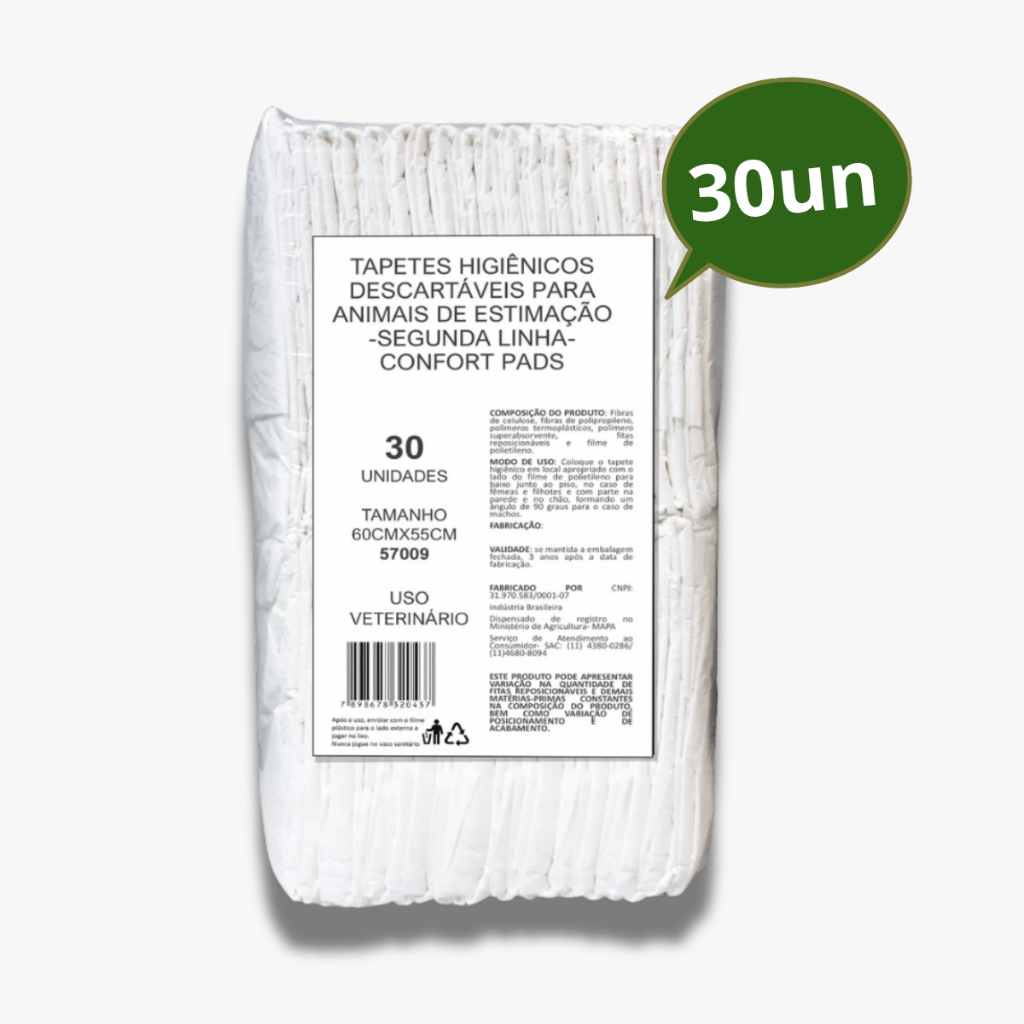 Tapete Higiênico para Pets 2ª ( segunda ) Linha 80x60 c/ 30 und - Confort Pads Tapete Higiênico para Pets 2ª ( segunda ) Linha 80x60 c/ 30 und - Confort Pads