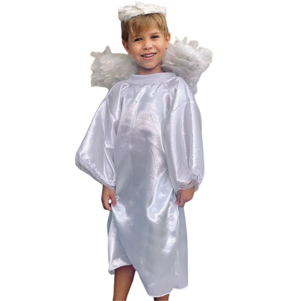 Túnica de Anjo Anjinho unisex batizado coroação cetim varias cores em Oferta na Shopee