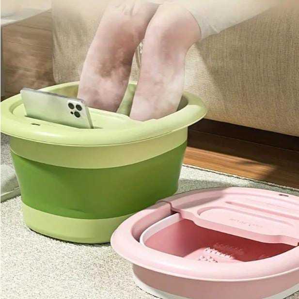 Balde Massageador para Pés Dobrável em Silicone Portátil