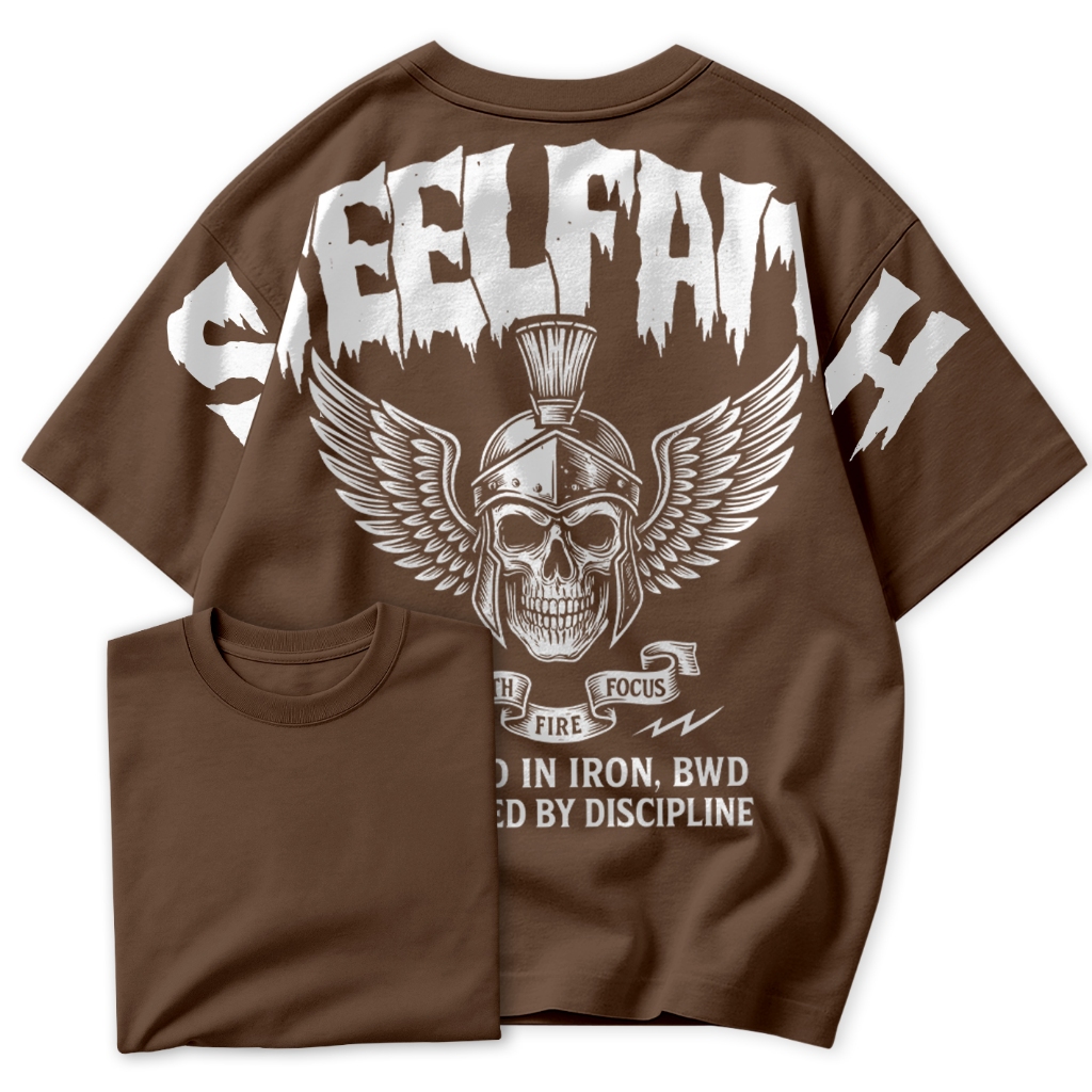 Camiseta Oversized Caveira Elmo Romano Estampa Old School Academia Masculina Streetwear