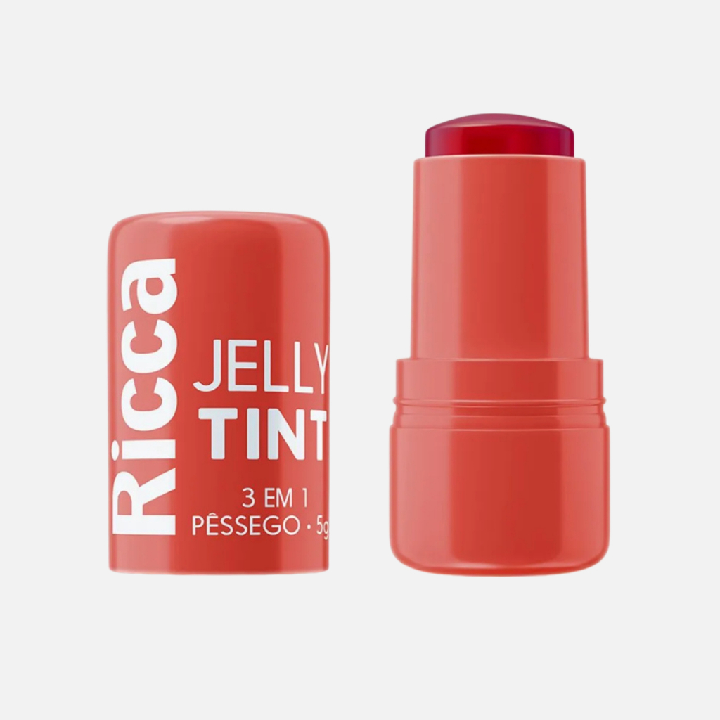 Jelly Tint Stick Maquiagem Batom Blush Sombra Skin Care 3 em 1 Ricca PESSEGO