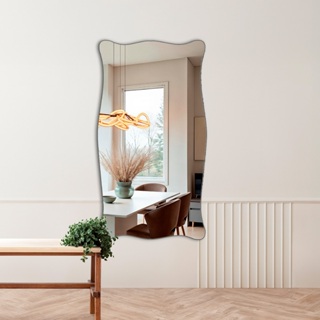 Espelho Orgânico Paris 60x80cm para Banheiro Sala com Borda em Couro Ecológico e Fixação de Parede em Oferta na Shopee