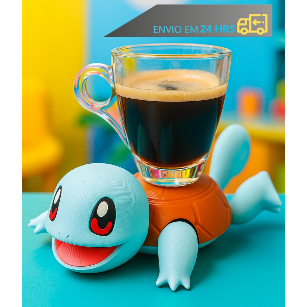 Porta Copo Pokemon Squirtle Suporte e Descanso de Copos Latas Canecas Xícaras Ga
