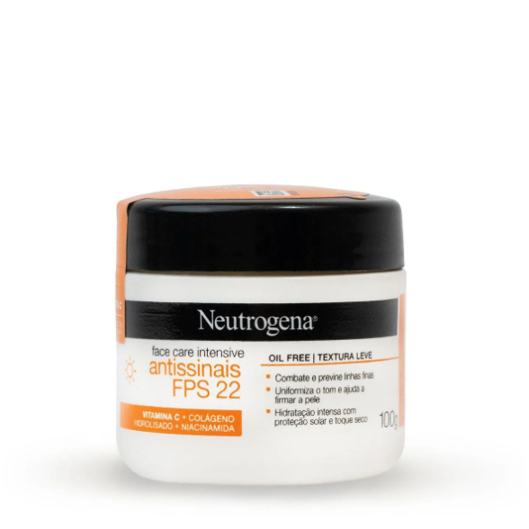 Neutrogena Creme Facial Antissinais Face Care Intensive FPS 22 Oil Free 100g em Oferta na Shopee