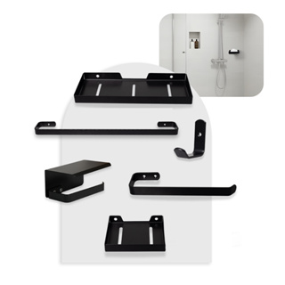 Kit Acessórios para Banheiro Preto Fosco 6 Peças em Alumínio | Moderno e Resistente em Oferta na Shopee