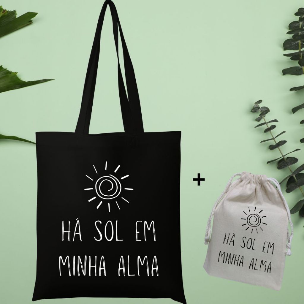 ECOBAG HÁ SOL SACOLA ALGODÃO CRU ESTAMPADA 30x40 MODA PRAIA E CAMINHADA