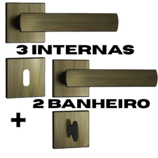 Kit 3 Fechaduras Internas + 2 Fechaduras Banheiro Antique Stam Roseta Quadrada Maquina 40mm em Oferta na Shopee