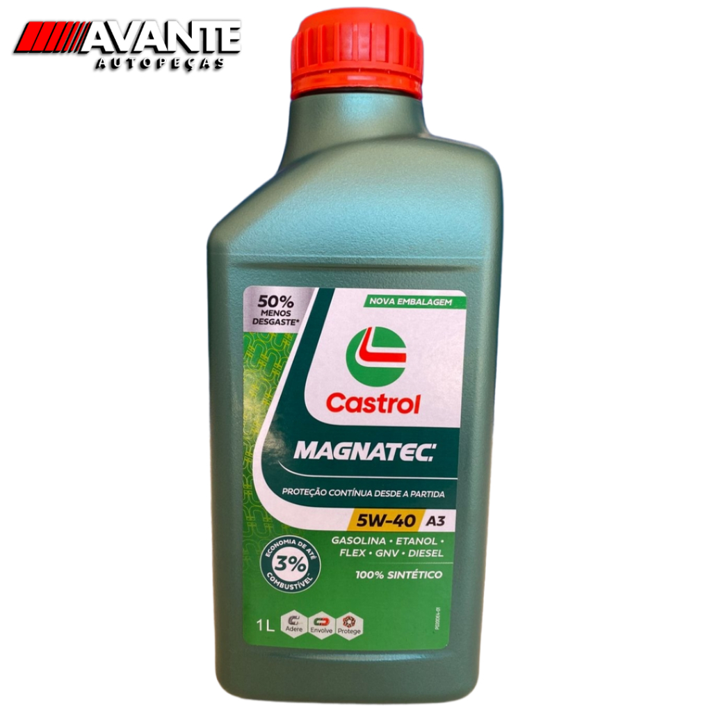 Óleo Motor Castrol 5W40 A3/B4 Sintético 1L Proteção Instantânea Partida Frio Gasolina Etanol Flex