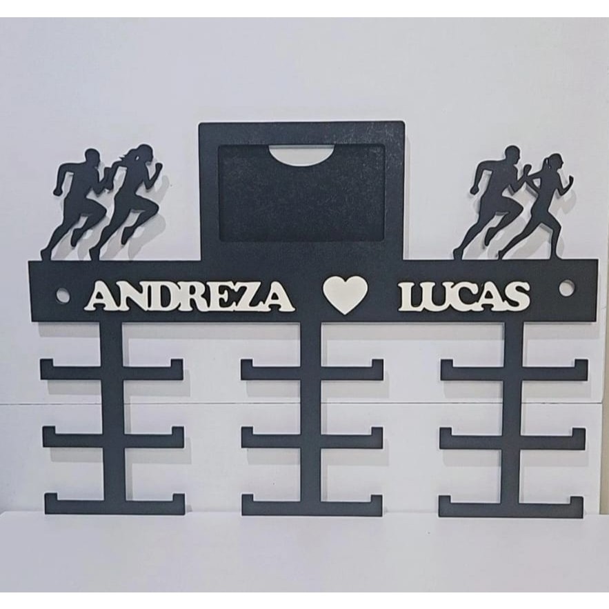 Quadro Porta Medalhas Corrida Casal - Porta Foto
