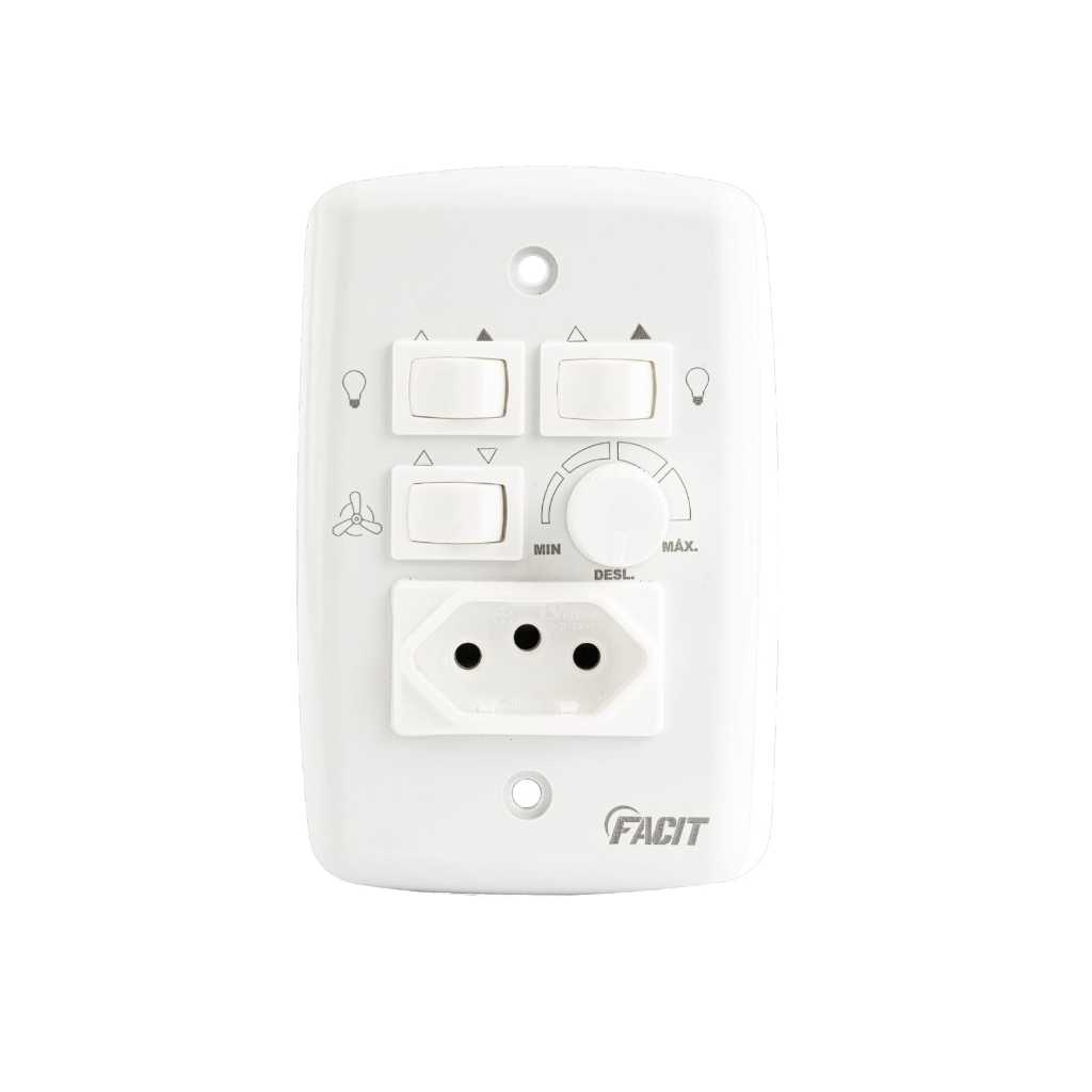 Controle Ventilador De Teto Com Tomada Bivolt  2 Lampada