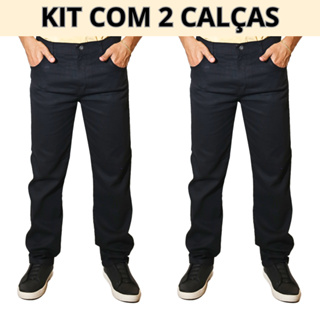 Kit 2 Calças Jeans Masculina Com Elastano Preta Reforçada Com Lycra Promocional em Oferta na Shopee
