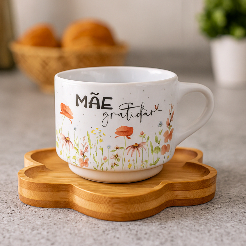 Xícara Dia Das Mães 200ml -  Frase Melhor Mãe Gratidão Presente Mesa Café Manhã Cesta