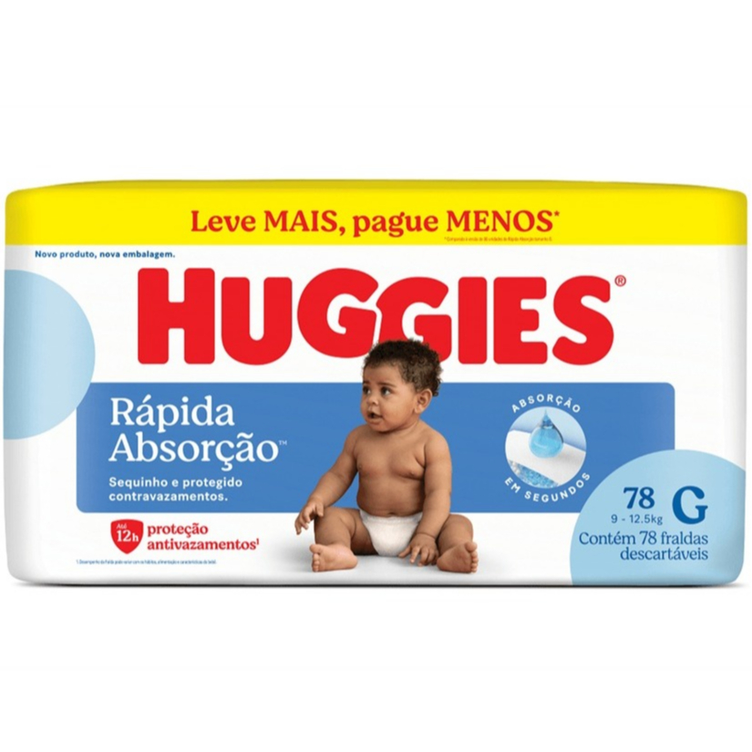 Fralda Descartável  Huggies Tripla Proteção Hiper - Tamanho G- Com 78 Unidades