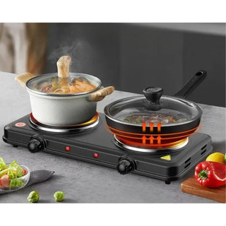 Fogão Fogareiro Elétrico Portátil Camping Mesa 2 Boca 2500W Potência Cooktop Preto Cinza Vermelho