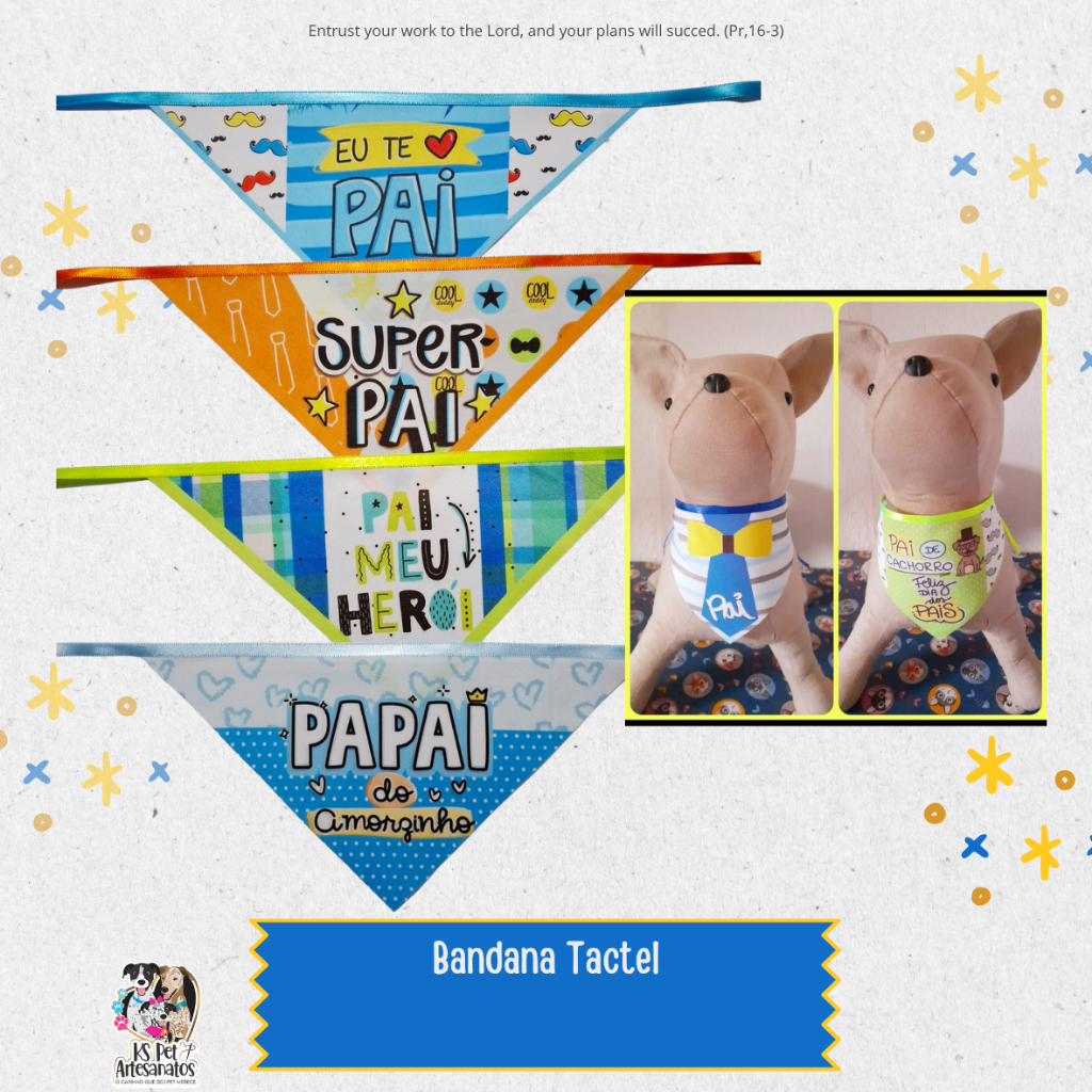Bandana Pet Dia dos Pais c/10 unidades P Pet Shop Banho e Tosa Pai de Pet