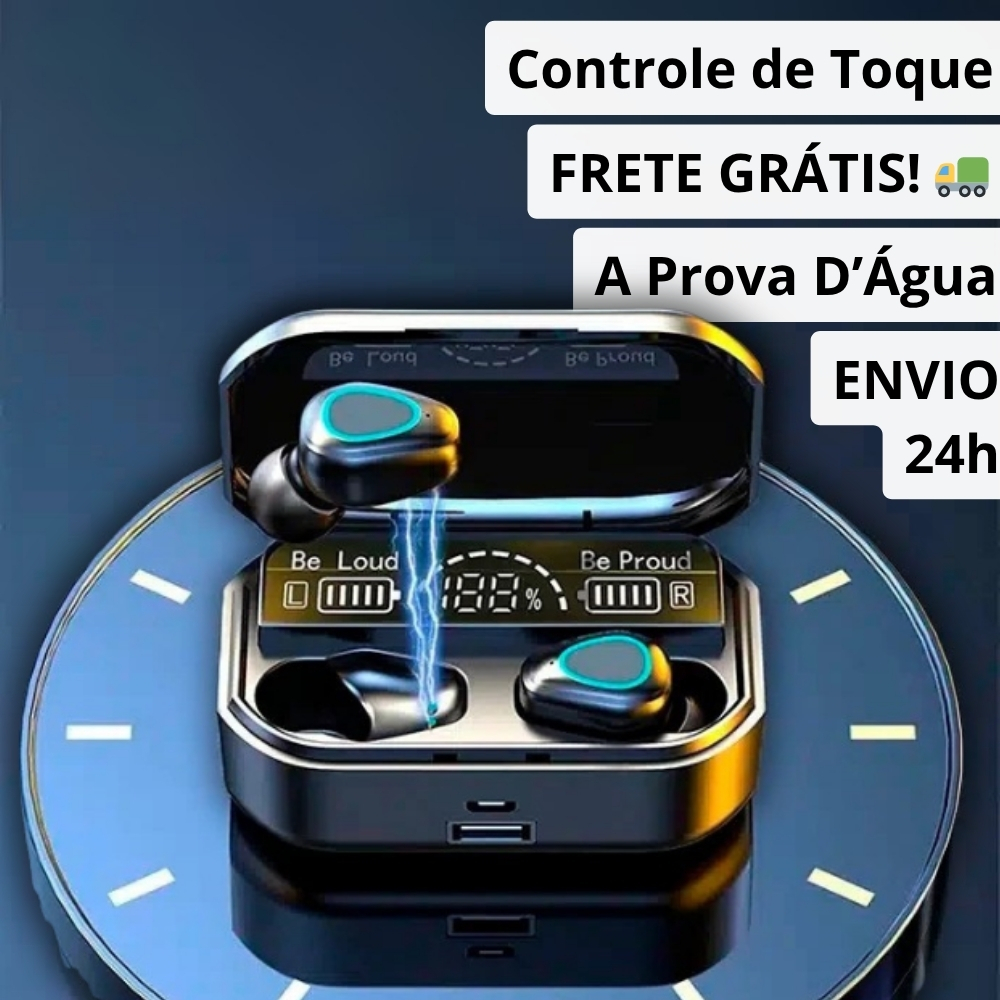 Fone de Ouvido Bluetooth M10 Sem Fio TWS Power Bank 5.1 Estéreo Carregador Display LED À Prova D'água Microfone