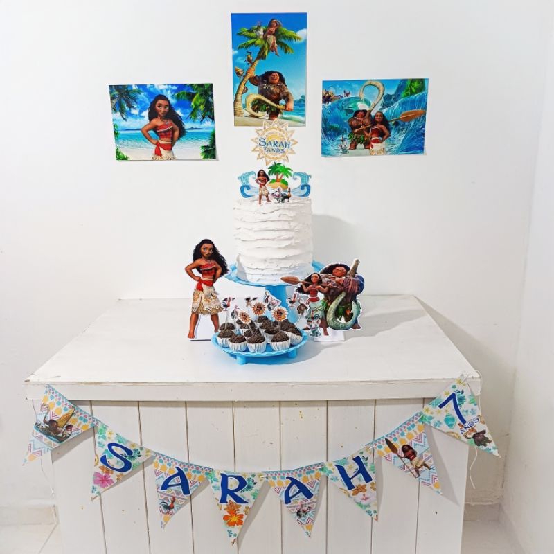 Kit Festa Moana Personalizado Só Um Bolinho Festa em Casa Aniversário Infantil adulto Mesversário lembrancinha