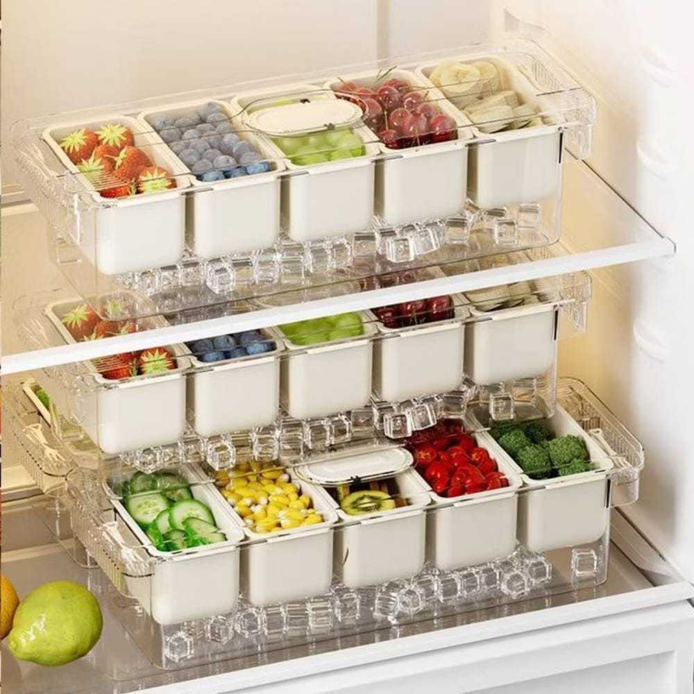 Kit Saladeira com 5 Divisórias, Ideal para guardar ou servir Saladas e Frutas (TRC1201) em Oferta na Shopee