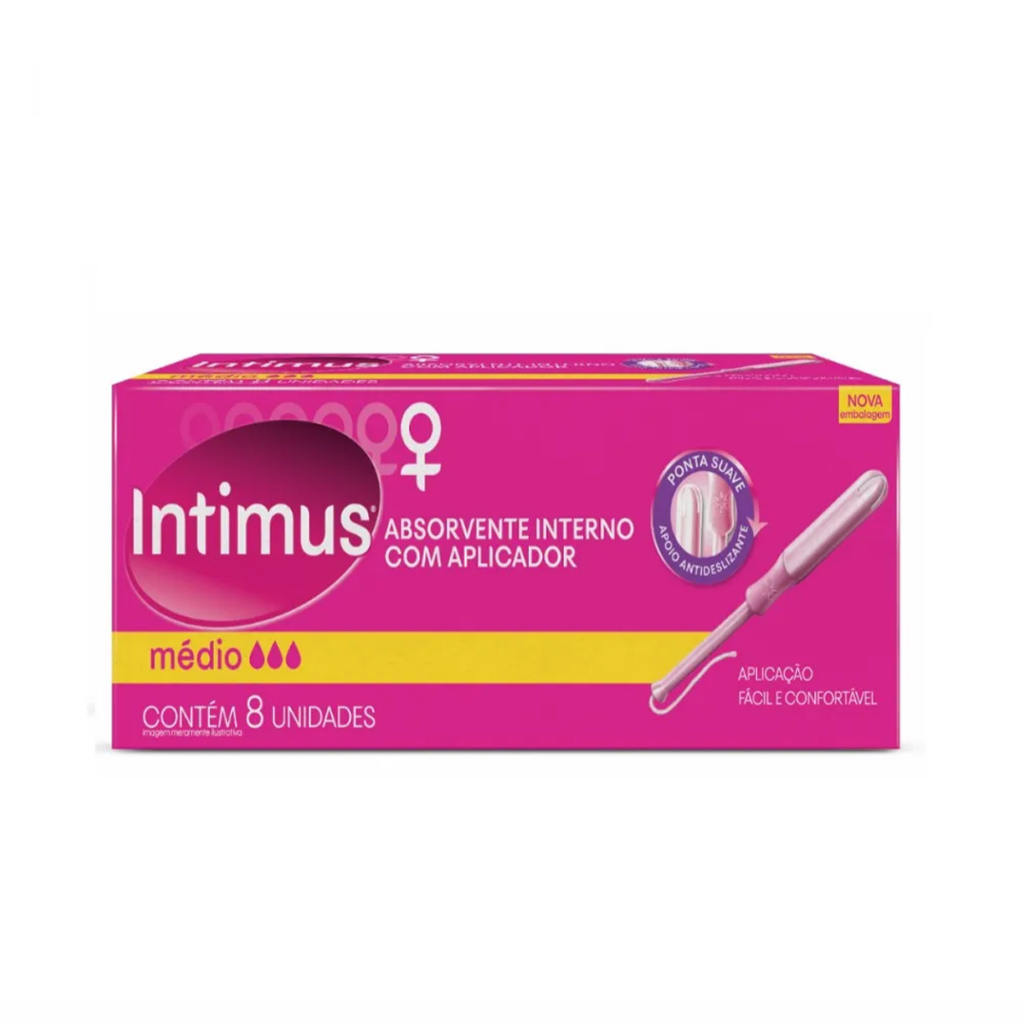 Absorvente Interno Intimus com Aplicador Médio 8 Unidades em Oferta na Shopee