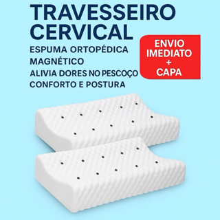 Kit 2 Travesseiros Cervical Ortopédico Magnético Infravermelho Espuma Soft Premium em Oferta na Shopee