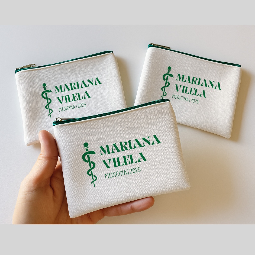 Kit Lembrancinha Mini Necessaire Tecido Personalizado para Formatura Casamento Aniversario Brinde Empresa Clinica