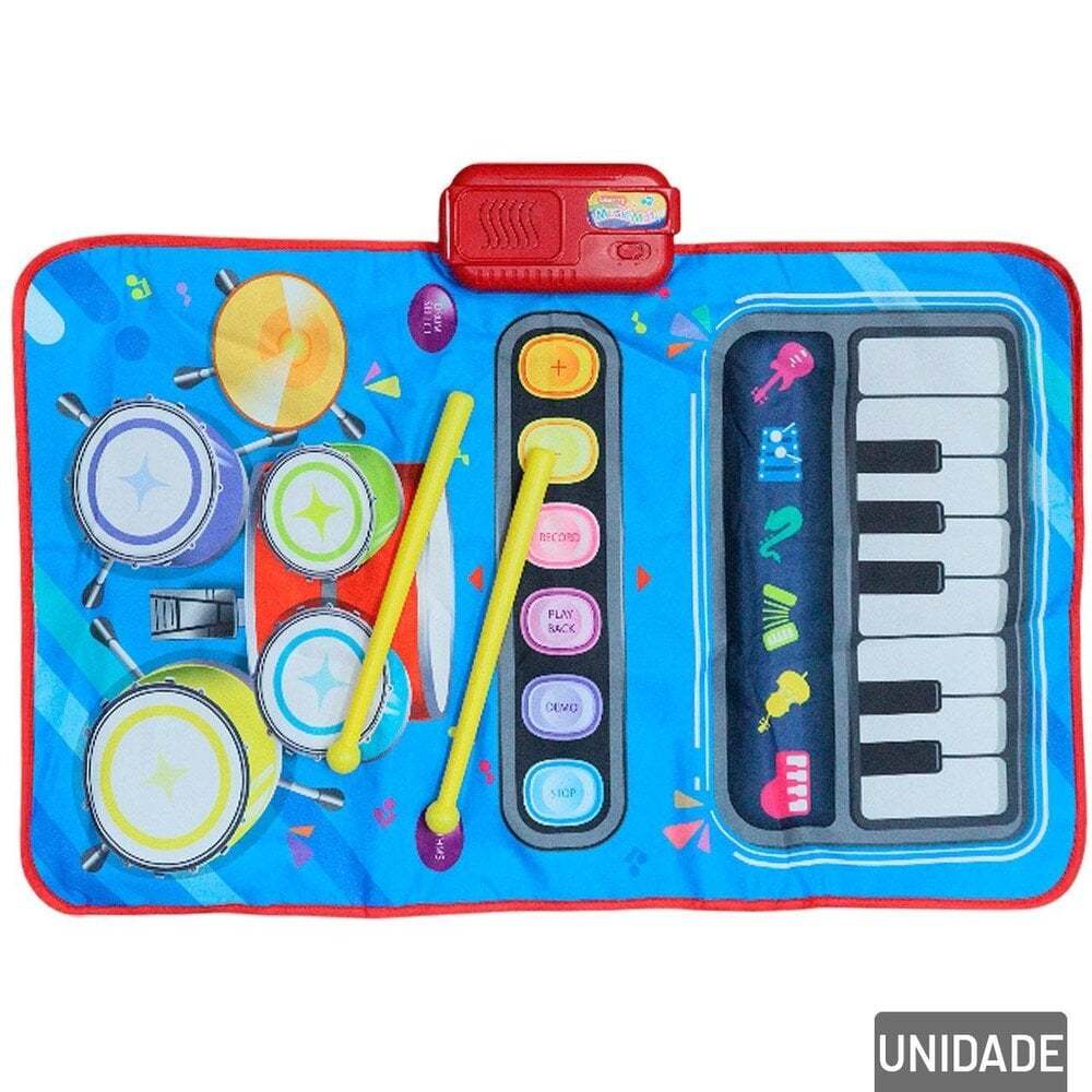 Tapete Musical Infantil 80cm com Teclado e Bateria