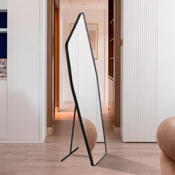 Espelho Corpo Inteiro Orgânico Moai 150x50cm C/ Suporte De Chão