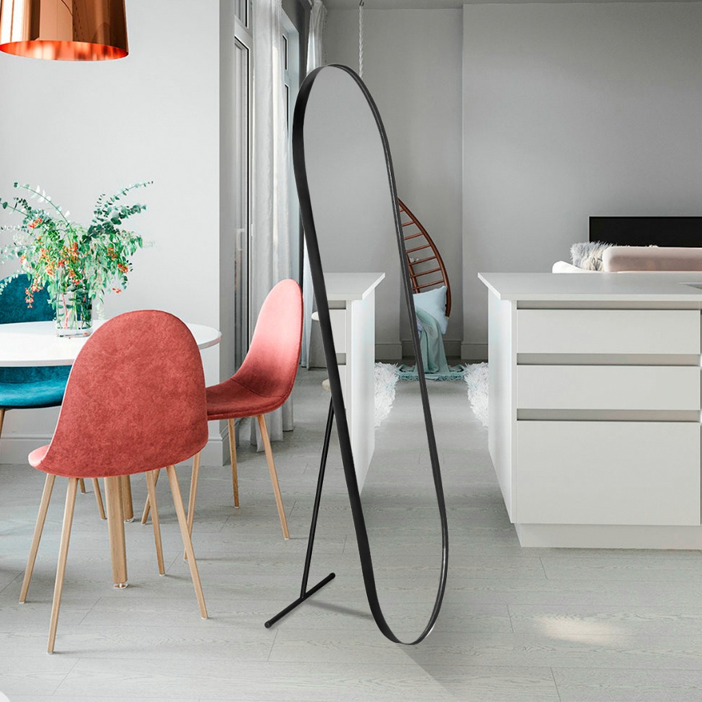 Espelho Corpo Inteiro Pílula Grande Geométrico 150x50cm C/ Suporte De Chão em Oferta na Shopee