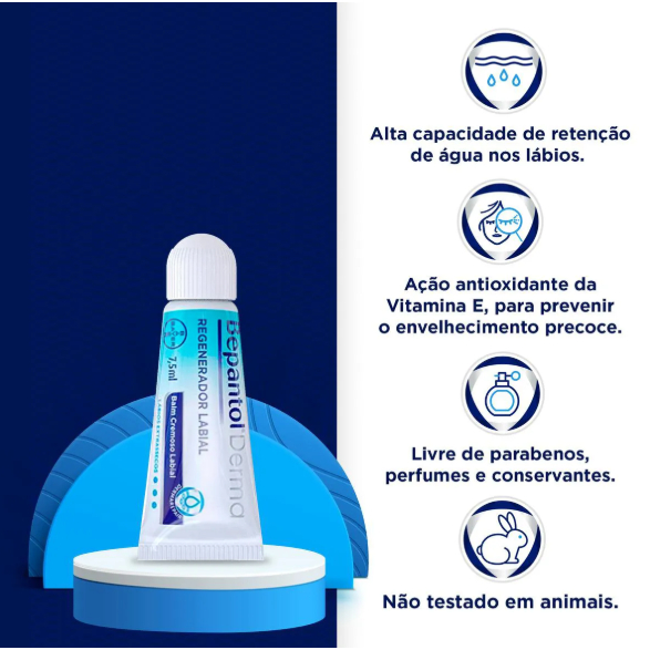 Detalhes do Regenerador Labial Bepantol Derma 7,5ml Hidratação Intensa