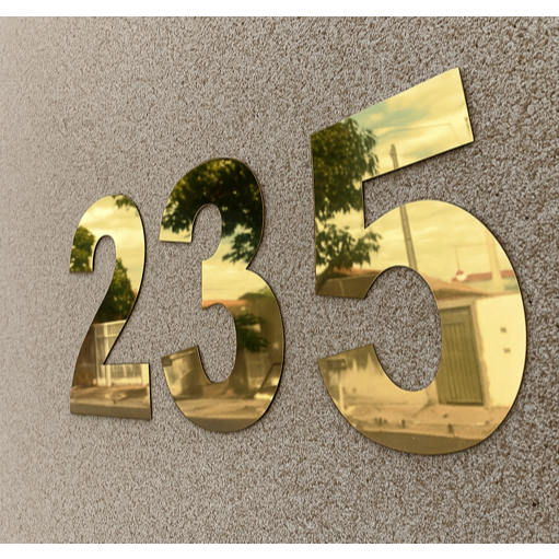 Kit 3 Números Acrílico Espelhado Dourado 13cm c/ Fita – Fachada, Portão e Casa Residencial em Oferta na Shopee