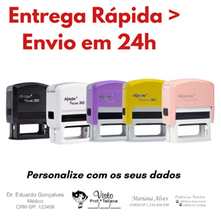 Carimbo Personalizado Nykon 302 38x14mm - ENTREGA RÁPIDA LEIA DESCRIÇÃO - ENVIO DE DADOS IMEDIATO em Oferta na Shopee
