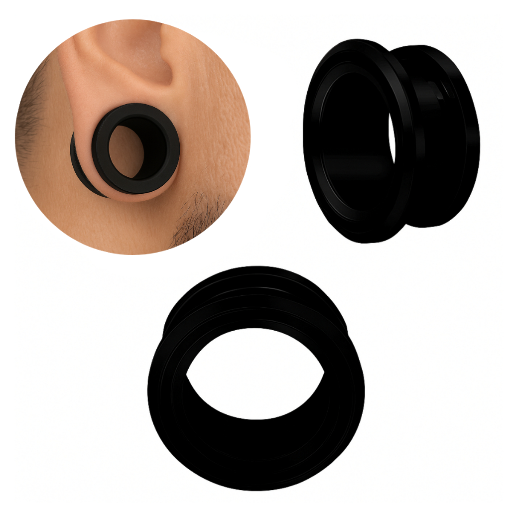 Piercing Alargador De Orelha Black Tamanhos 2-16mm - 1 Unidade Diversos Perfuração Preto