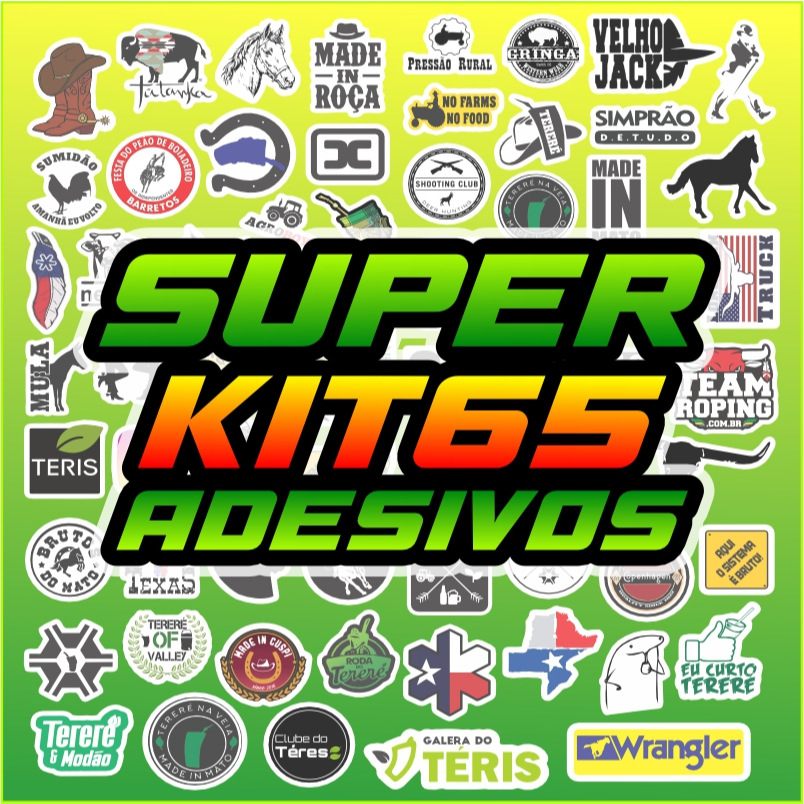 Super Kit 65 Adesivos Sticker Agro Cowboy Chimarrão Tereré Made in Roça Bruto Cavalo Crioulo Variado