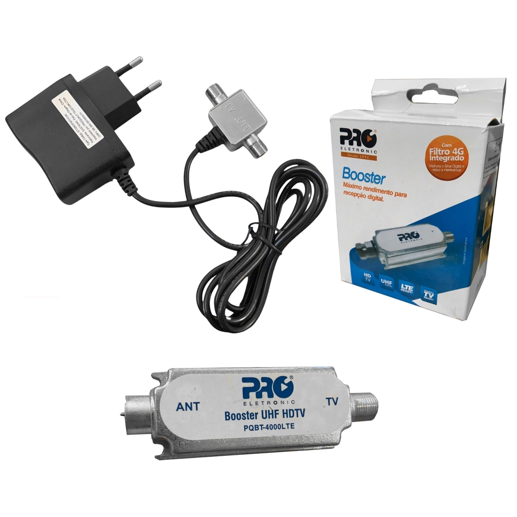 Mini Booster Amplificador De Sinal De TV PQBT-400LTE Pro Eletronic UHF 40DB