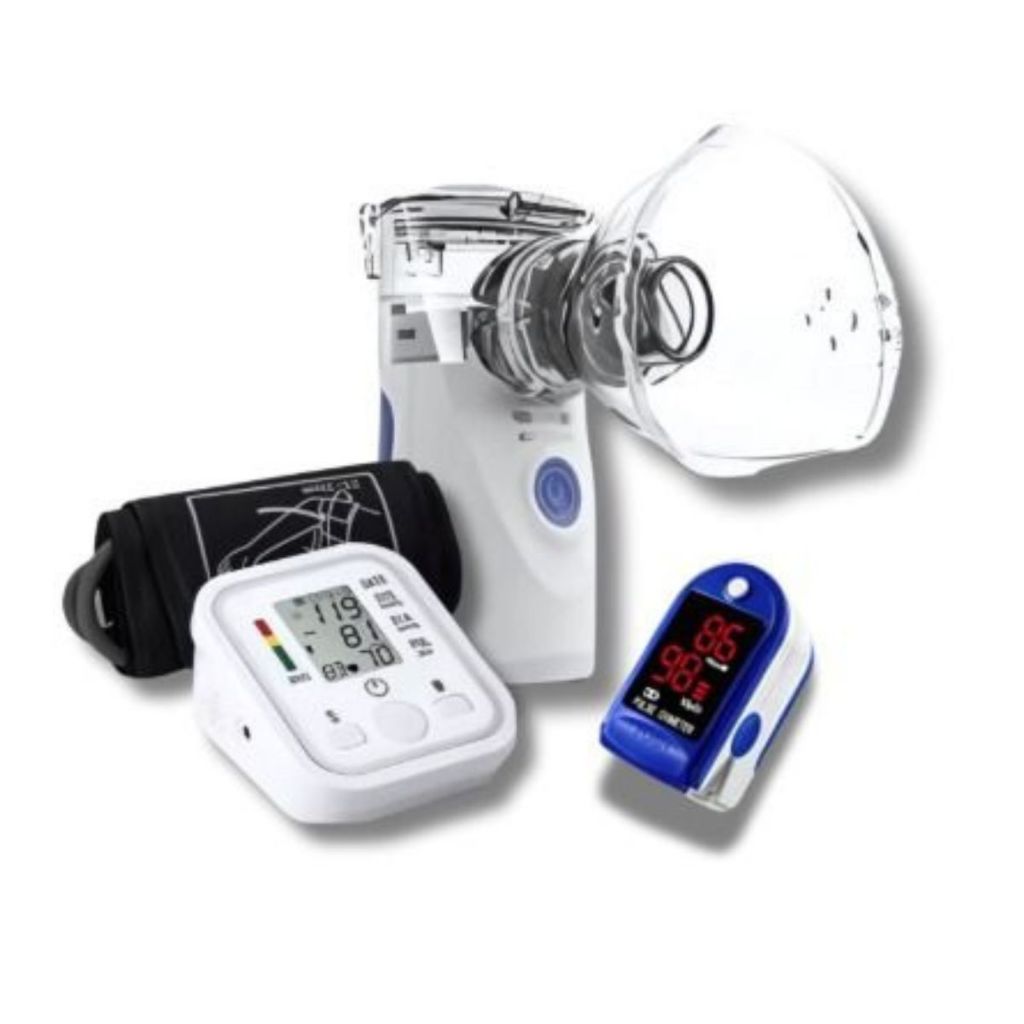 Kit 3  Inalador Nebulisador + Medidor de Pressão + Medidor de Pulso Oximetro em Oferta na Shopee