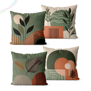 Kit 4 Capas de Almofadas Decorativas de Sala Quarto e Escritório 45 Cm x 45 Cm Estampas V…