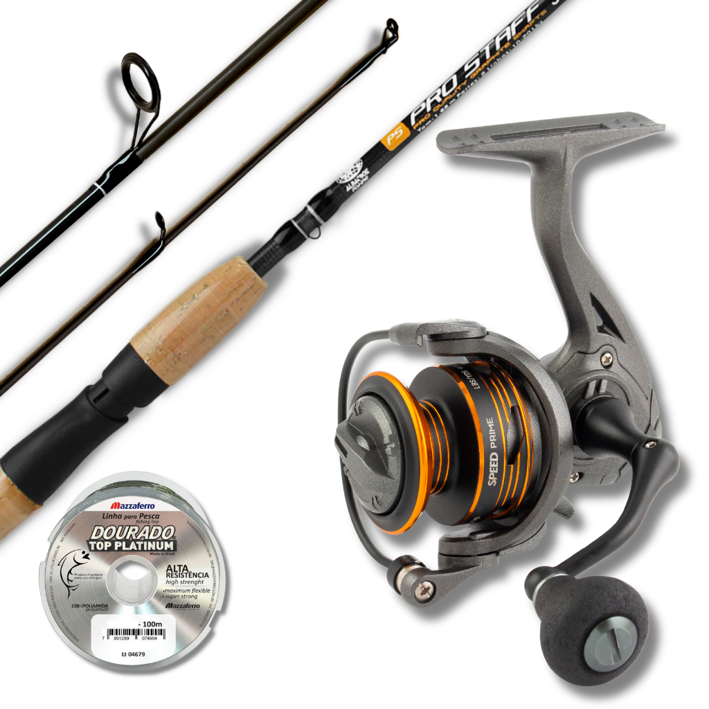 Kit Ultralight Molinete Speed Prime 800 5 Rolamentos + Vara Prostaff Carbono 1,68m 17lbs Albatroz