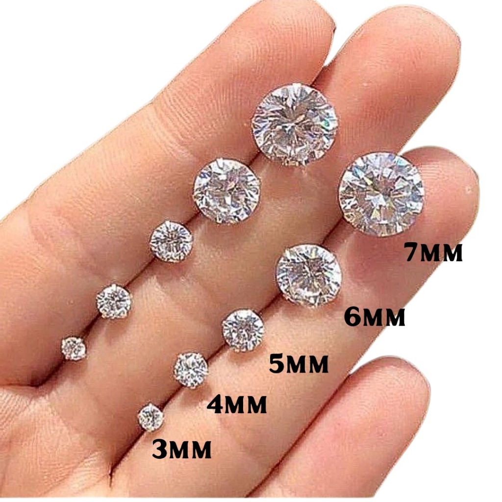 [ SEMI JOIA ] Brincos Ponto de Luz Solitário Tamanhos mm Banhado Prata 925 Acessórios Femininos em Oferta na Shopee