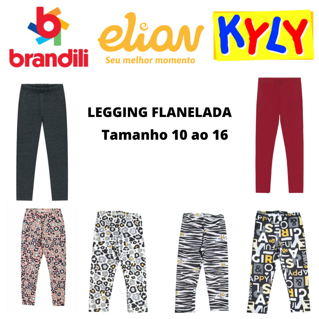 Calça Legging Brandili/Elian/Kyly 10 a 16 Flanelada Infantil Juvenil Menina em Oferta na Shopee