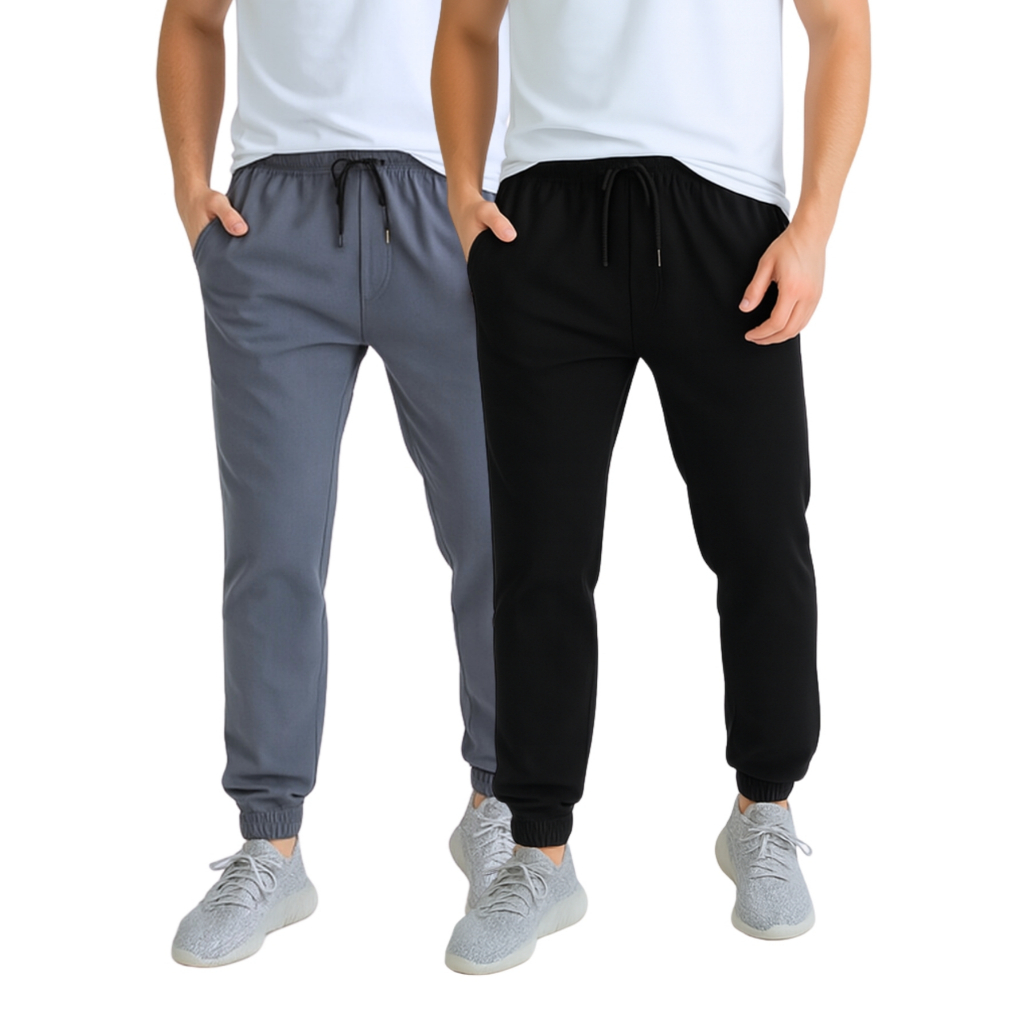 Kit 2 Calças Masculina Esportiva Poliéster com Elastano Confortável