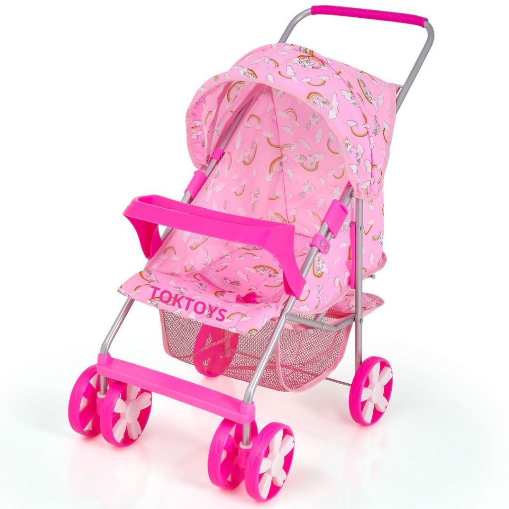 Carrinho de Boneca Infantil Milan rosa unicórnio Alive Reborn  NinarLuxo