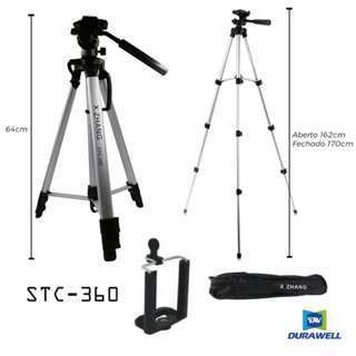 Tripé Profissional Para Câmera Extensivel Até 180cm Com Adaptador Celular