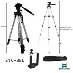 Tripé Profissional Para Câmera Extensivel Até 180cm Com Adaptador Celular