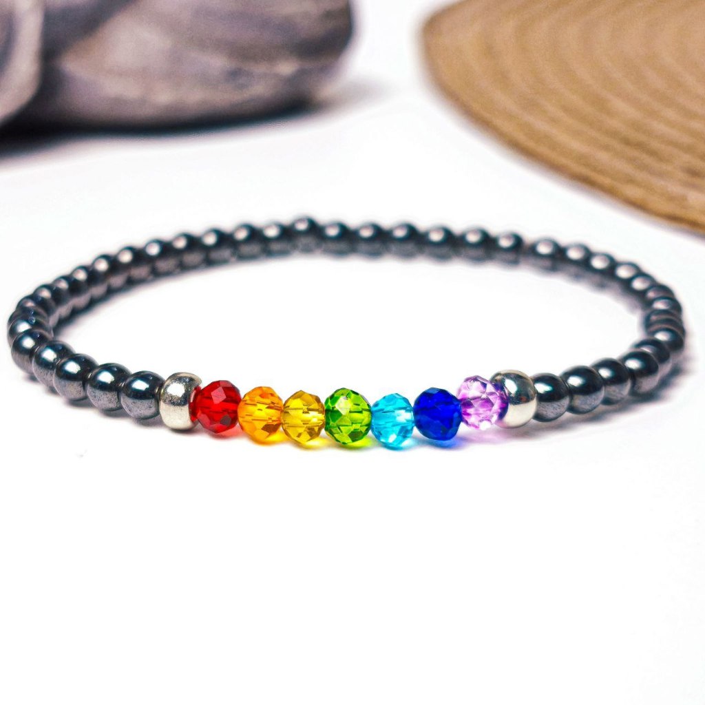 Pulseira delicada Hematita chakras de elástico - Esferas 4mm fininha em Oferta na Shopee