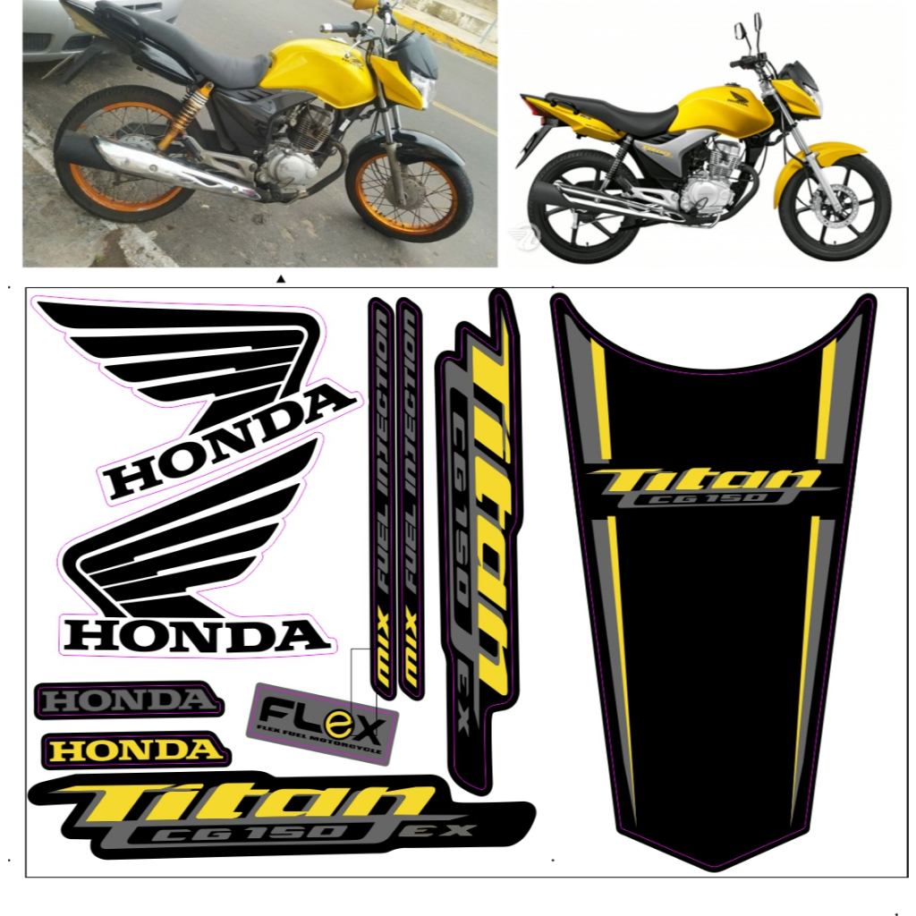 Compativel Kit de adesivos para moto TITAN 150 2012 / ultra durabilidade / resistente a sol e chuva / em Oferta na Shopee