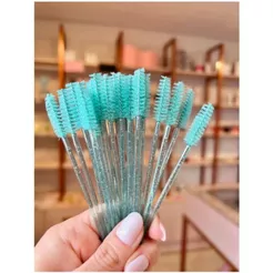 Kit com 250 Escovinhas Glitter cor VERDE. Para cílios, sobrancelhas e alinhamento. Envio imediato!