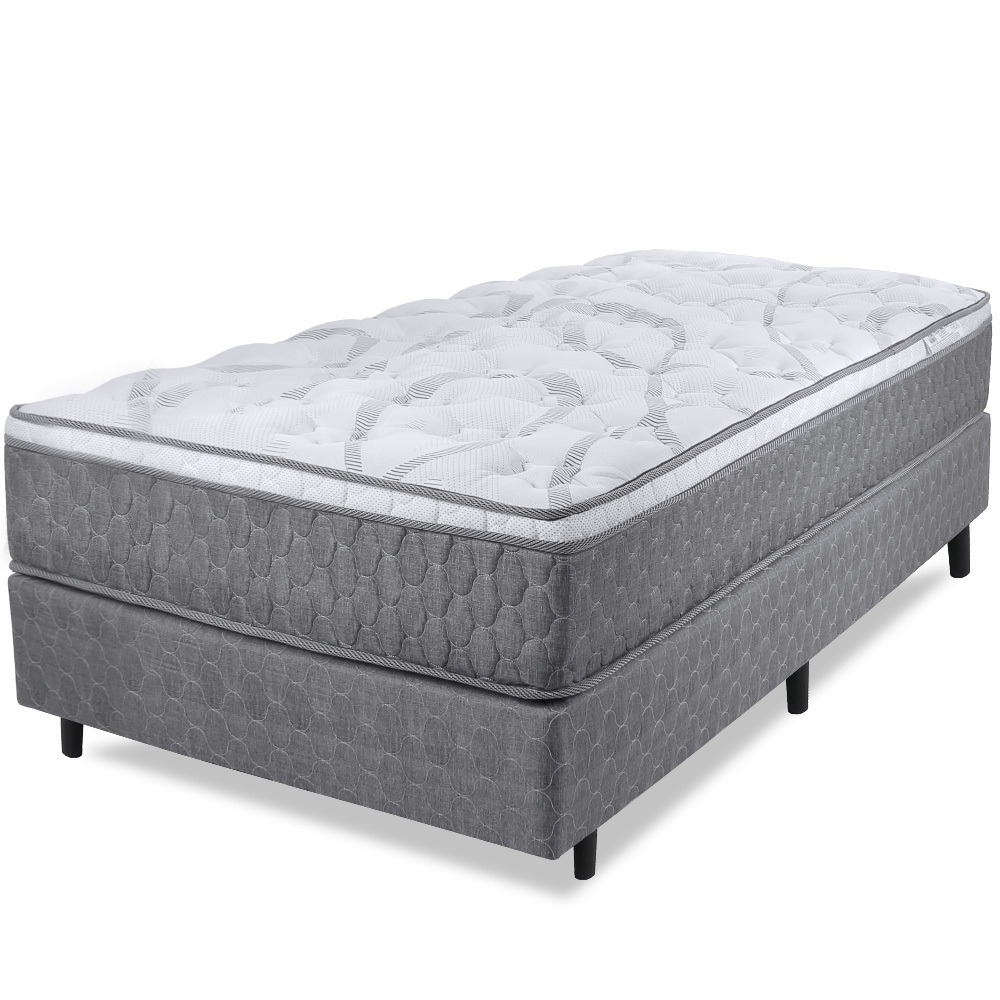Cama Box Solteirão Colchão Smart Spring Mola Ensacada e Pillow Top de Espuma 97x203x61cm BF Colchões