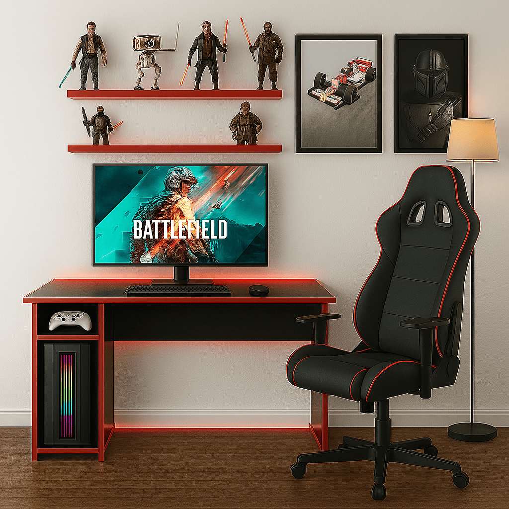 Mesa Escrivaninha Computador 114 cm Gaming Desk Com Suporte Para Fone